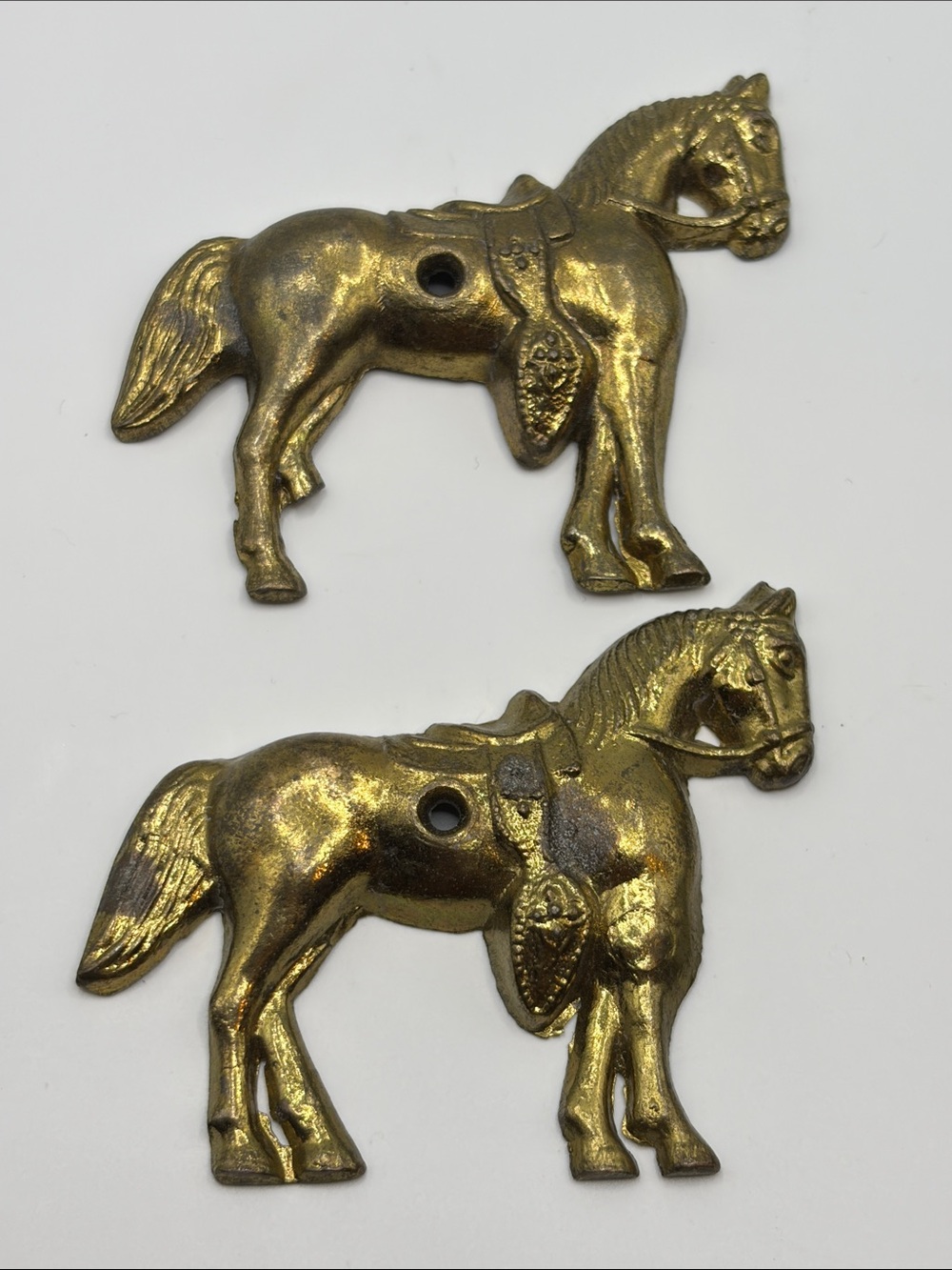 Vintage Mid Century Brass Tone Metal Horse Figures Equestrian Western Home Decor